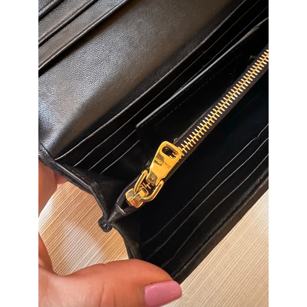Miu Miu Matelasse Black Leather & Gold Hardware Long Flap Wallet w/ Card Holder - Picture 12 of 16